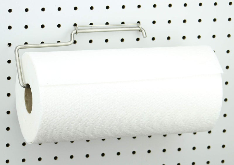 Right Arrange RightArrange One-Handed Tear Pegboard Paper Towel Holder - Stainless Steel - Hooks to Any Peg Board - Pegboard Accessories for Tool Shed, Garage, Workbench, Kitchen, Laundry or Craft Room Organization - Image 5
